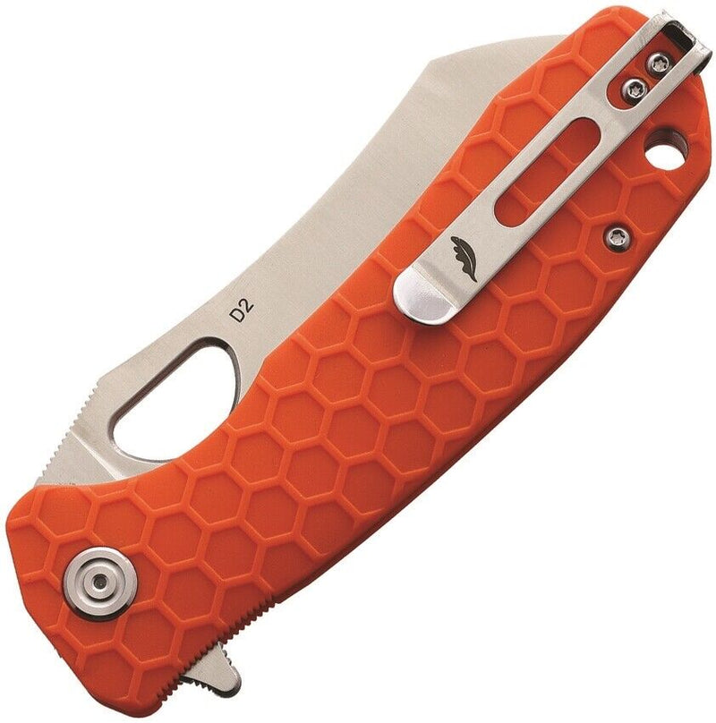 Honey Badger Knives Large Liner Folding Knife 3.63" D2 Tool Steel Warncleaver Blade Orange Textured GRN Handle 1160 -Honey Badger Knives - Survivor Hand Precision Knives & Outdoor Gear Store