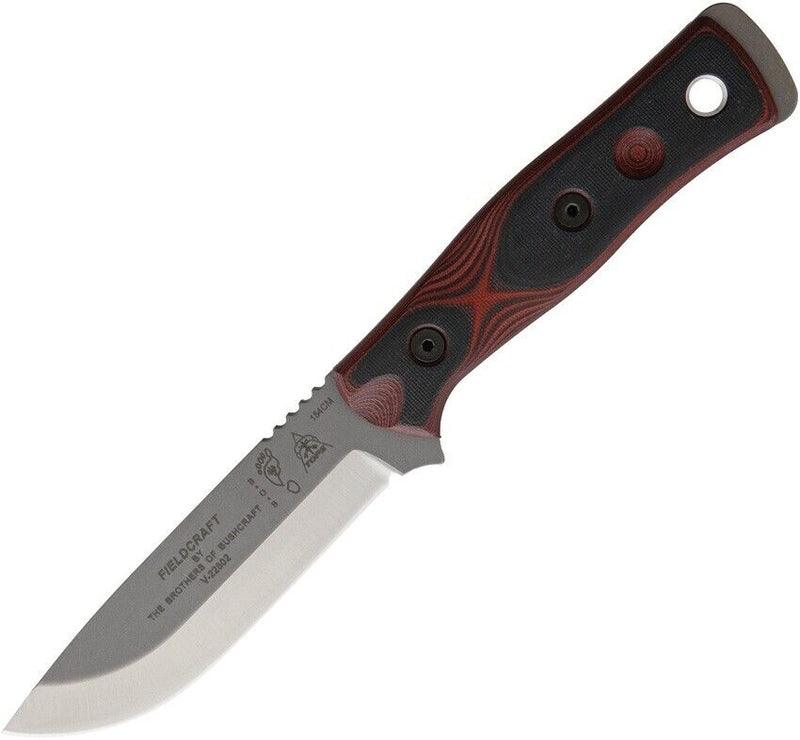 TOPS Fieldcraft BOB Hunter Fixed Knife 4.75" 154CM Steel Blade Red And Black Micarta Handle BROS154RB -TOPS - Survivor Hand Precision Knives & Outdoor Gear Store