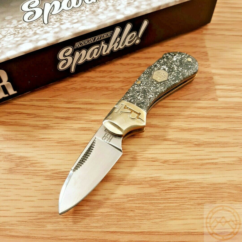 Rough Ryder Cub Lockback Folding Knife 1.25" Stainless Steel Blade Glitter Acrylic Handle 2011 -Rough Ryder - Survivor Hand Precision Knives & Outdoor Gear Store