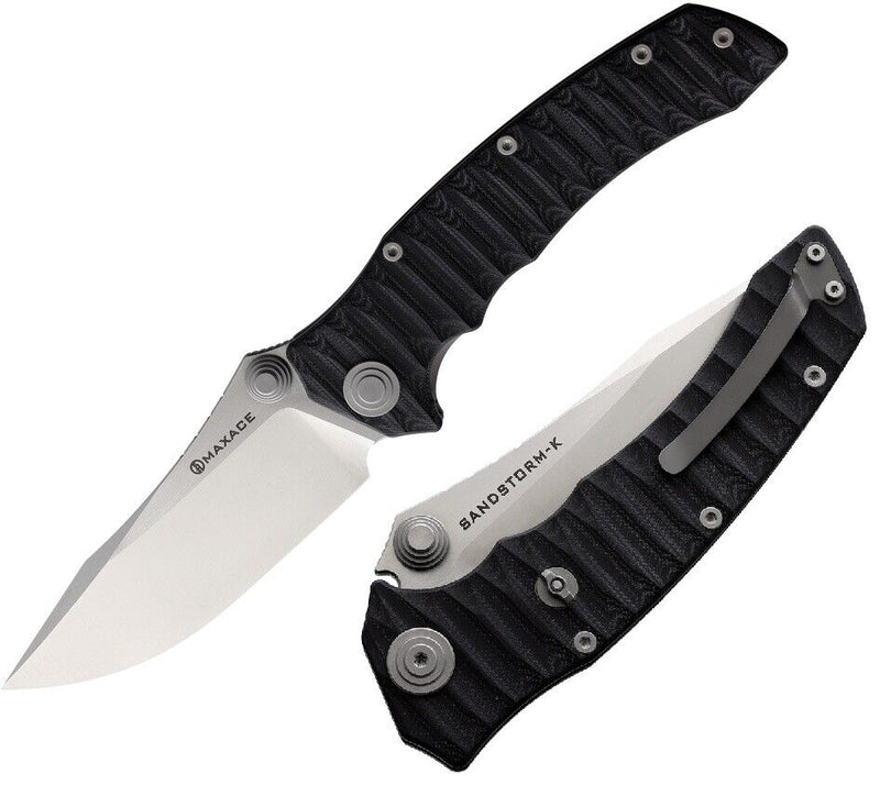 Maxace Sandstorm K Folding Knife 4.5" Bohler K110 Steel Blade Black Sculpted G10 Handle MCK05 -Maxace - Survivor Hand Precision Knives & Outdoor Gear Store