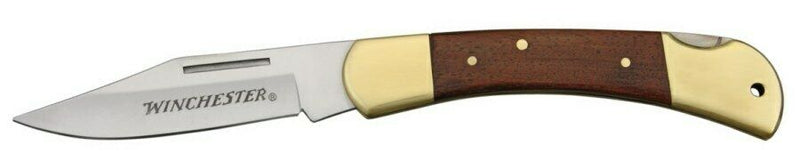 Winchester Hunter Folding Knife 3.75" Stainless Steel Blade Brown Wood/Brass Bolsters Handle 1322 -Winchester - Survivor Hand Precision Knives & Outdoor Gear Store