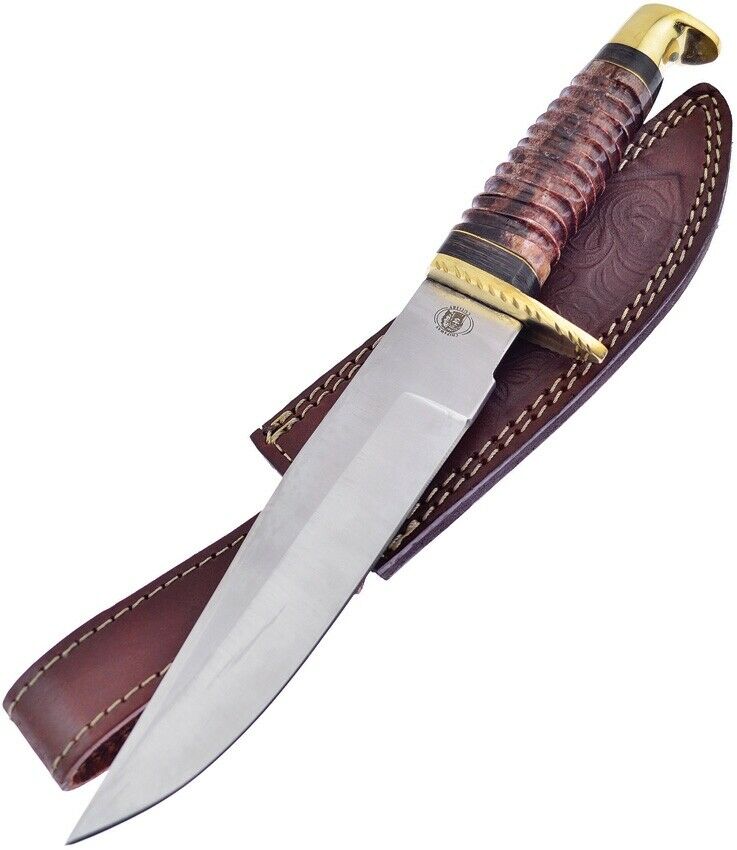 Frost Cutlery Shoshone Fixed Knife 7.25" Stainless Steel Blade Brown Bone Handle W3333BKB -Frost Cutlery - Survivor Hand Precision Knives & Outdoor Gear Store