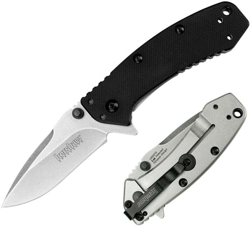 Kershaw Cryo Hinderer Framelock Folding Knife 2.75" 8Cr13MoV Steel Blade Black G10 Handle KS1555G10 -Kershaw - Survivor Hand Precision Knives & Outdoor Gear Store