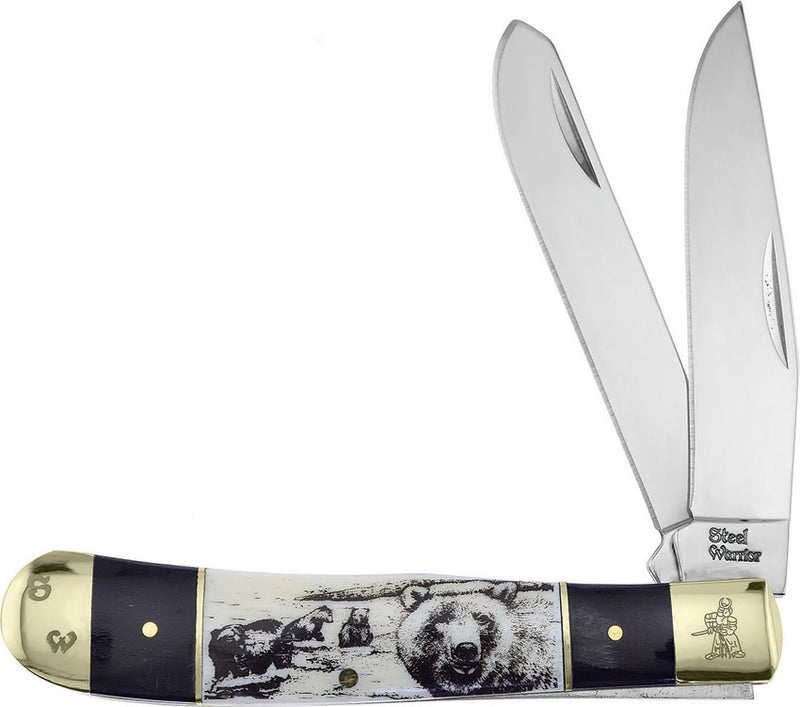 Frost Cutlery Bear Trapper Pocket Knife Stainless Blades Buffalo Horn/Bone Handle W108BHSBB -Frost Cutlery - Survivor Hand Precision Knives & Outdoor Gear Store