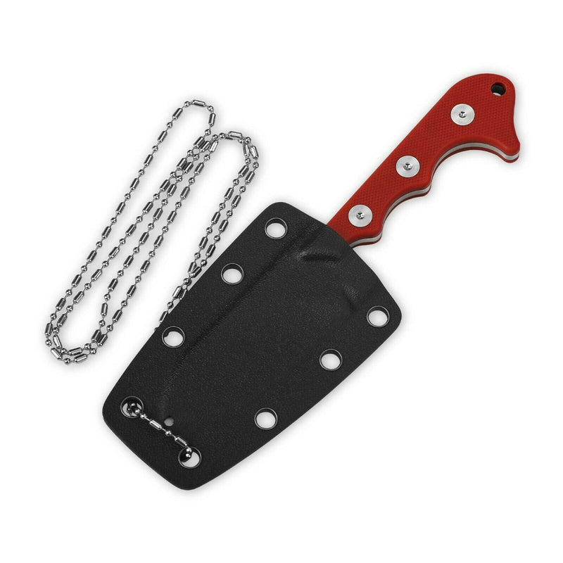 QSP Knife Neckmuk Neck Fixed Knife 2.88" D2 Tool Steel Blade Red G10 Handle 125G -QSP Knife - Survivor Hand Precision Knives & Outdoor Gear Store