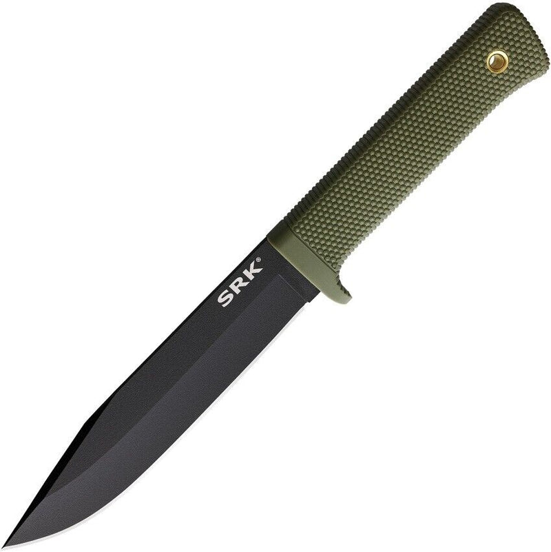 Cold Steel SRK Fixed Knife 6" Black Tuff-Ex Coated SK5 Carbon Steel Clip Point Blade OD Green Kray-Ex Handle 49LCKODBK -Cold Steel - Survivor Hand Precision Knives & Outdoor Gear Store