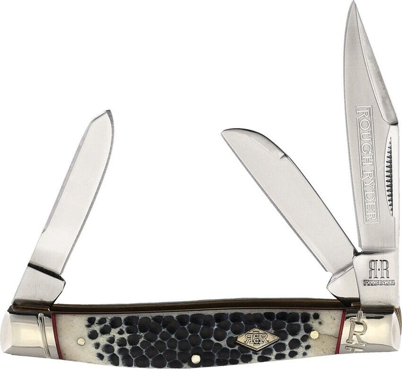 Rough Ryder Medium Stockman Pocket Knife Stainless Steel Blades Buckshot Bone Handle 2319 -Rough Ryder - Survivor Hand Precision Knives & Outdoor Gear Store