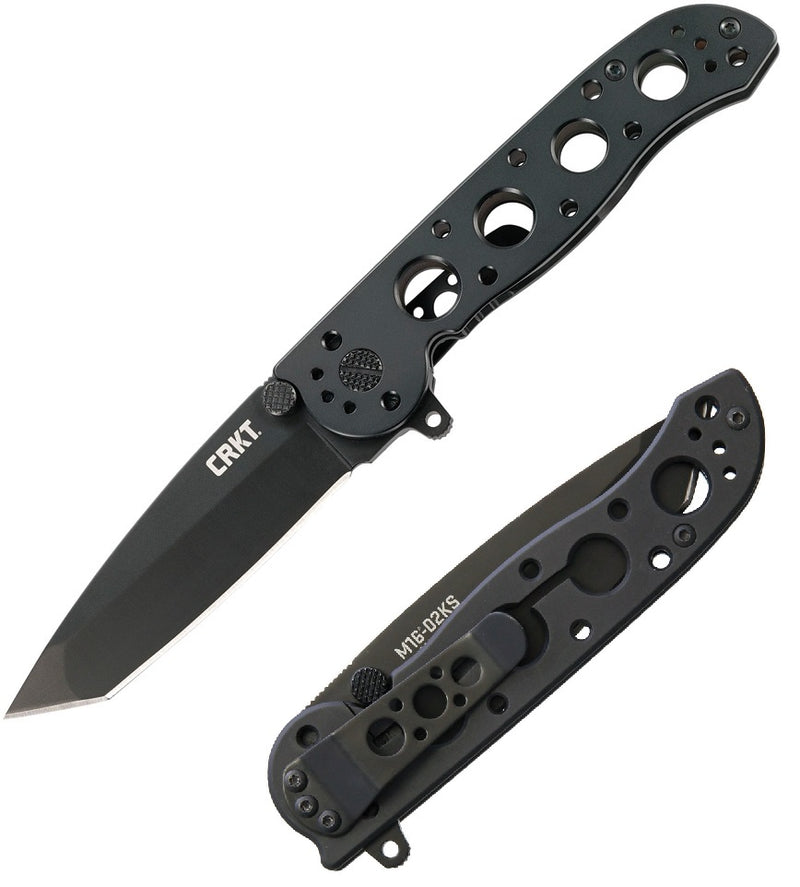 CRKT M16 Framelock Folding Knife 3" Stainless Steel Blade Black Stainless Steel Handle 02KS -CRKT - Survivor Hand Precision Knives & Outdoor Gear Store