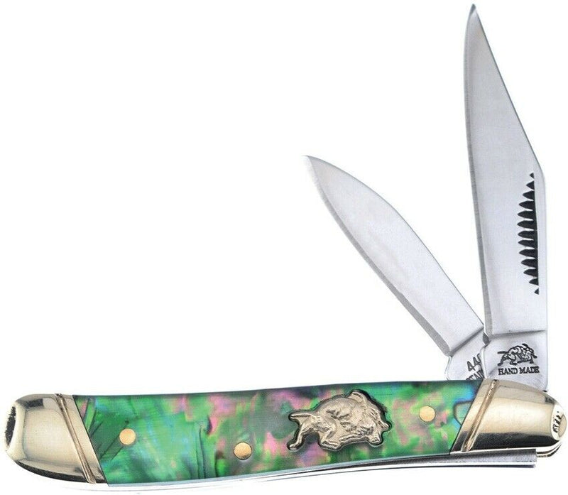 Frost Cutlery Peanut Pocket Knife Mirror Finish Stainless Blades Abalone Handle G107AB -Frost Cutlery - Survivor Hand Precision Knives & Outdoor Gear Store