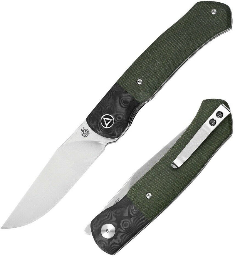 QSP Knife Gannet Folding Knife 3.38" 154CM Steel Blade Green Micarta Handle 137C -QSP Knife - Survivor Hand Precision Knives & Outdoor Gear Store