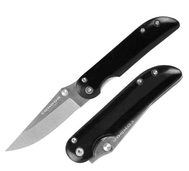 Condor Wendigo Framelock Folding Knife 3" 1095 High Carbon Steel Drop Point Blade Black Paper Micarta Handle 80934HC -Condor - Survivor Hand Precision Knives & Outdoor Gear Store