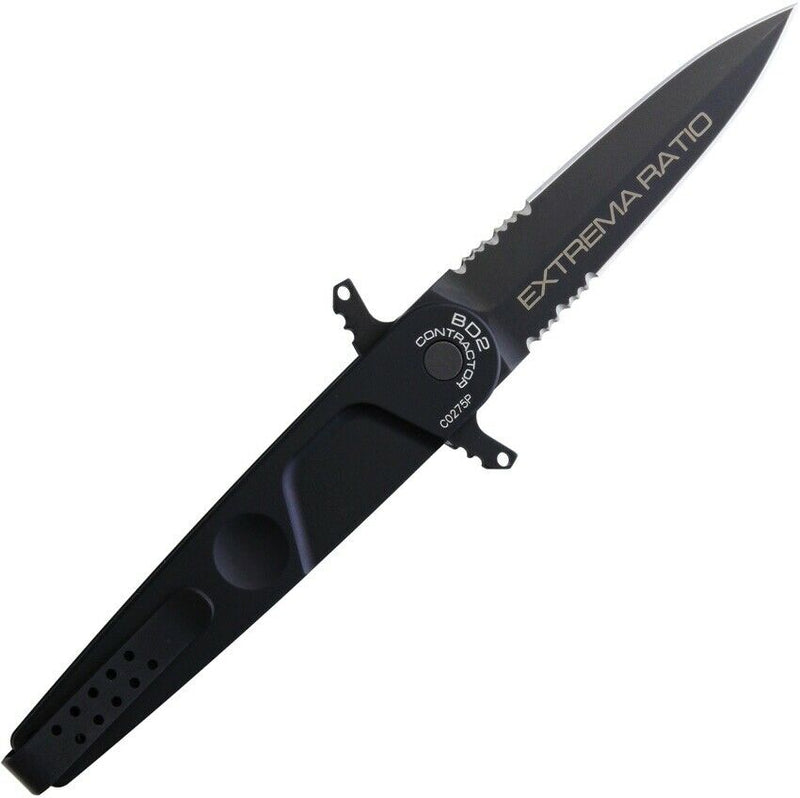 Extrema Ratio BD2 Folding Knife 3.75" Serrated Double N690 Steel Blade Aluminum Handle 0229BLK -Extrema Ratio - Survivor Hand Precision Knives & Outdoor Gear Store