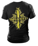 TOPS T-Shirt Tribal Art Yellow Logo On Front Flame Knife Artwork On Back Cotton TSYBTAXL -TOPS - Survivor Hand Precision Knives & Outdoor Gear Store