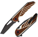 Rough Ryder Linerlock A/O Folding Knife 3" Part Serrated Stainles Steel Blade Brown/White G10 Handle 2535 -Rough Ryder - Survivor Hand Precision Knives & Outdoor Gear Store