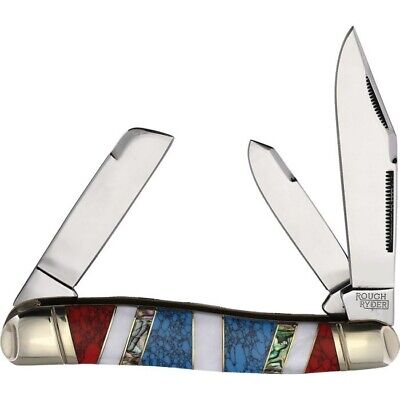 Rough Ryder Stockman Pocket Knife Stainless Steel Blades Turquoise/MOP/Abalone Handle 2415 -Rough Ryder - Survivor Hand Precision Knives & Outdoor Gear Store