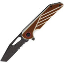 Rough Ryder Linerlock A/O Folding Knife 3" Part Serrated Stainles Steel Blade Brown/White G10 Handle 2535 -Rough Ryder - Survivor Hand Precision Knives & Outdoor Gear Store