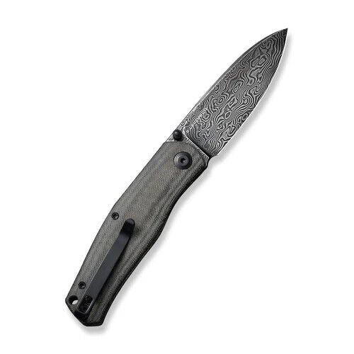 Civivi Sokoke Linerlock Folding Knife 3.38" Damascus Steel Drop Point Blade Black Linen Micarta Handle C22007DS1 -Survivor Hand - Survivor Hand Precision Knives & Outdoor Gear Store