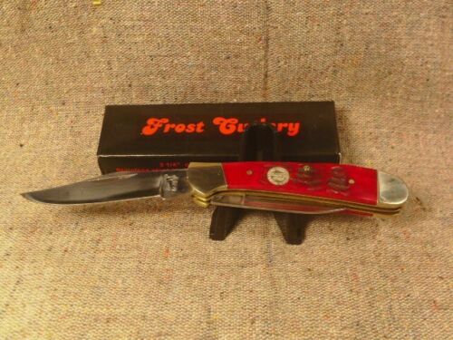 Frost Cutlery Copperhead Pocket Knife Stainless Steel Blades Red Pick Bone Handle 950RPB -Frost Cutlery - Survivor Hand Precision Knives & Outdoor Gear Store