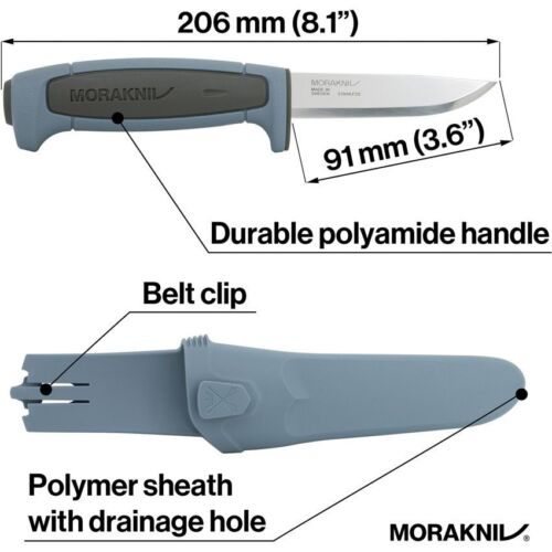 Mora Basic 546 Fixed Knife 3.5" Stainless Steel Blade Polypropylene Handle 02641 -Mora - Survivor Hand Precision Knives & Outdoor Gear Store