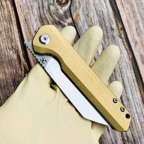 Kansept Knives Bulldozer Folding Knife 3.75" CPM S35VN Steel Blade Brass Handle 1028C1 -Kansept Knives - Survivor Hand Precision Knives & Outdoor Gear Store