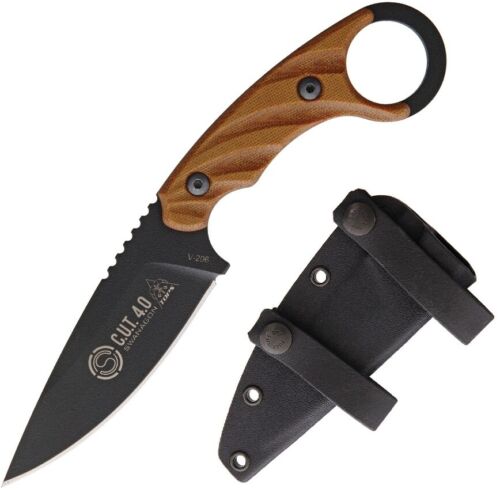 TOPS Cut Combat Utility Tool Fixed Knife 4.25" 1095 Steel Full Tang Blade Tan Micarta Handle CUT40 -TOPS - Survivor Hand Precision Knives & Outdoor Gear Store