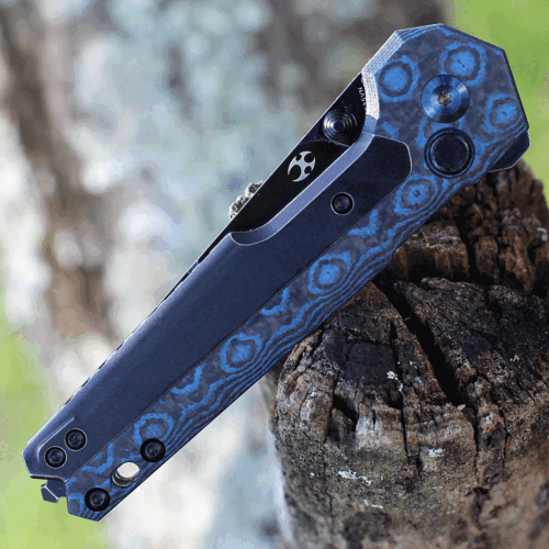 Kansept Knives EDC Tac Folding Knife 3.25" CPM S35VN Steel Blade Blue Titanium/Carbon Fiber Handle 2009A5