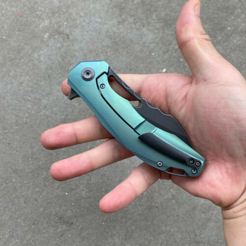 Kansept Spirit Framelock Folding Knife 3.75" S35VN Steel Blade Green Anodized Titanium Handle 002A2 -Kansept Knives - Survivor Hand Precision Knives & Outdoor Gear Store