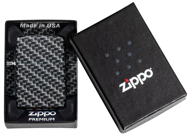 Zippo Carbon Fiber Design Lighter 540 Color Process All Metal Dimensions: 1.44" x 2.25" 17498 -Zippo - Survivor Hand Precision Knives & Outdoor Gear Store