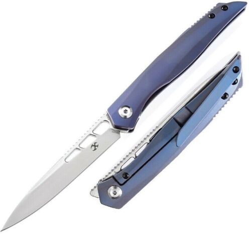 Kansept Knives Lucky Star Folding Knife 3.5'' S35VN Steel Blade Blue Titanium Handle 1013A2 -Kansept Knives - Survivor Hand Precision Knives & Outdoor Gear Store