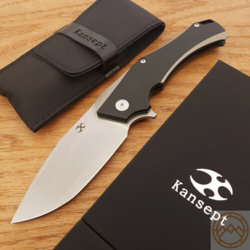 Kansept Knives Hellx Frame Folding Knife 3.75" S35VN Steel Blade Black/Silver Titanium Handle 1008A1 -Kansept Knives - Survivor Hand Precision Knives & Outdoor Gear Store