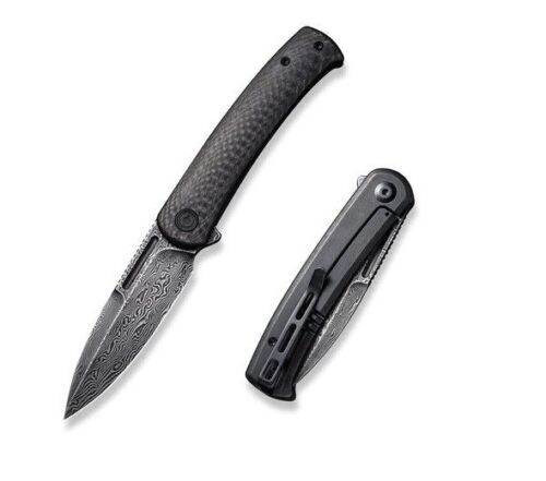 Civivi Cetos Folding Knife 3.48" Damascus Steel Blade Black Carbon Fiber Handle 21025BDS1 -Civivi - Survivor Hand Precision Knives & Outdoor Gear Store