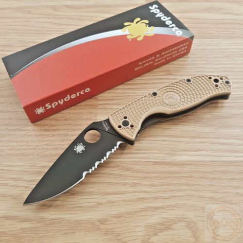 Spyderco Tenacious Folding Knife 3.5" 8Cr13MoV Steel Blade Tan FRN Handle 122PSTNBK -Spyderco - Survivor Hand Precision Knives & Outdoor Gear Store