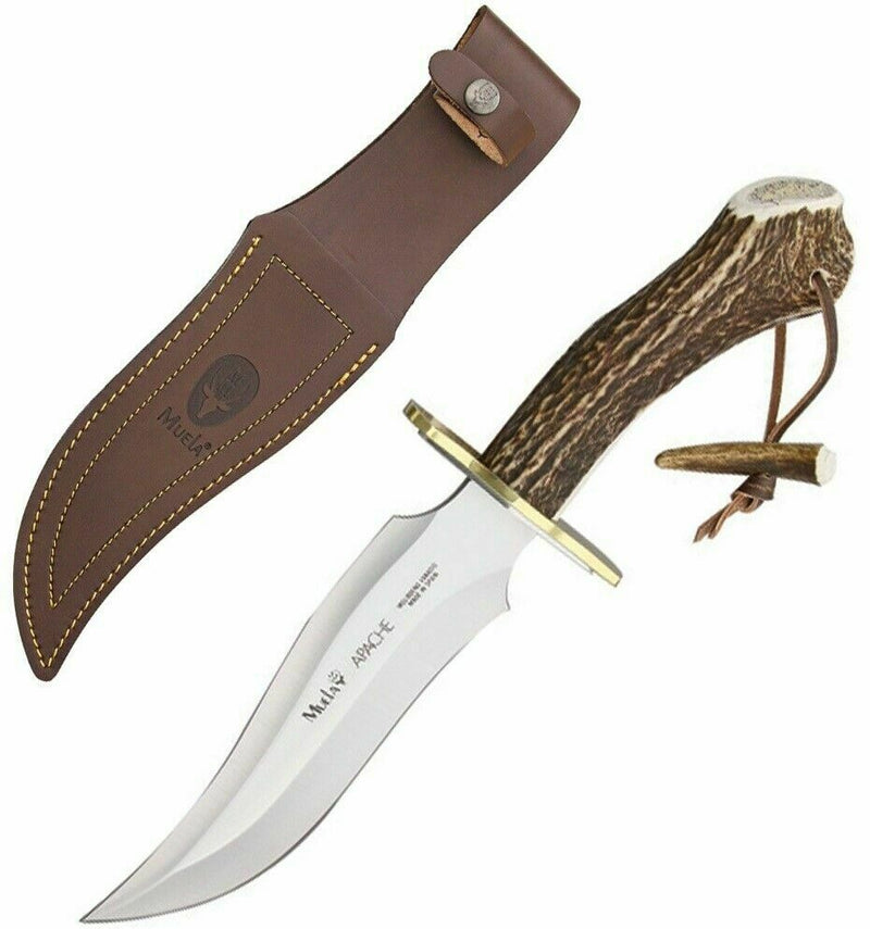 Muela Apache Fixed Knife 7.5" 440A Steel Bowie Blade One Piece Stag Handle 93102 -Muela - Survivor Hand Precision Knives & Outdoor Gear Store