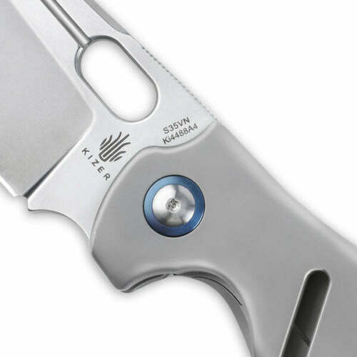 Kizer Cutlery C01C Folding Knife 3.38" S35VN Steel Blade Gray Titanium Handle 4488A4 -Kizer Cutlery - Survivor Hand Precision Knives & Outdoor Gear Store