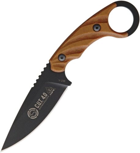 TOPS Cut Combat Utility Tool Fixed Knife 4.25" 1095 Steel Full Tang Blade Tan Micarta Handle CUT40 -TOPS - Survivor Hand Precision Knives & Outdoor Gear Store