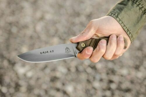 TOPS Baja Fixed Knife 4.875" 1095HC Steel Full Tang Blade Green Canvas Micarta Handle BAJA45 -TOPS - Survivor Hand Precision Knives & Outdoor Gear Store