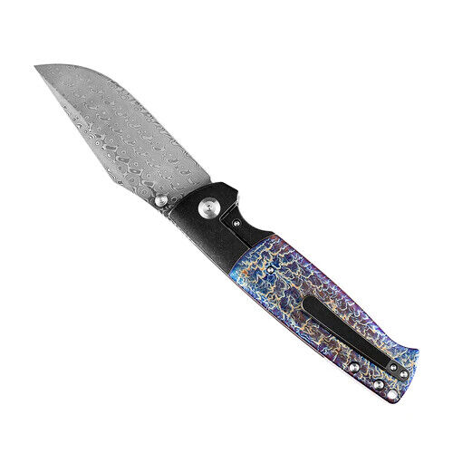 Kansept Knives Shikari Folding Knife 4.25" Damascus Steel Blade Titanium Handle 1027A8 -Kansept Knives - Survivor Hand Precision Knives & Outdoor Gear Store