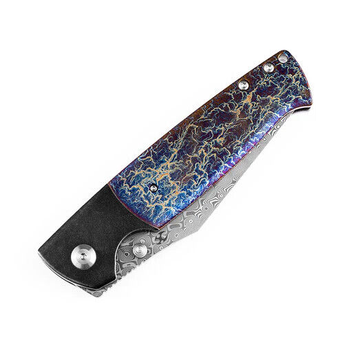 Kansept Knives Shikari Folding Knife 4.25" Damascus Steel Blade Titanium Handle 1027A8 -Kansept Knives - Survivor Hand Precision Knives & Outdoor Gear Store