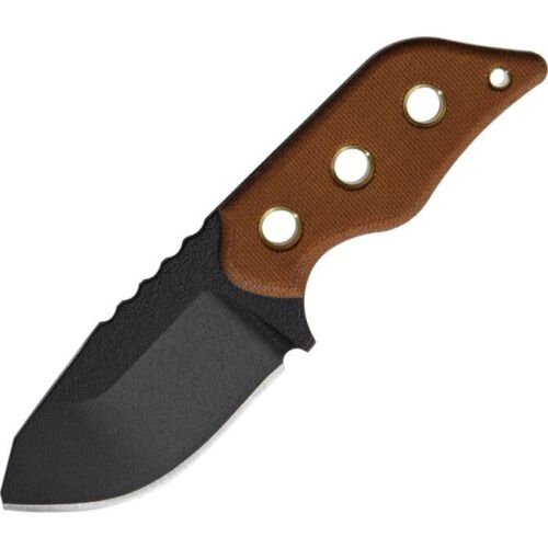 TOPS Lil Roughneck Fixed Knife 2.75" 5160 Spring Steel Hunter Point And Black Ttraction Coating Blade Tan Linen Micarta Handle LRNK01 -TOPS - Survivor Hand Precision Knives & Outdoor Gear Store