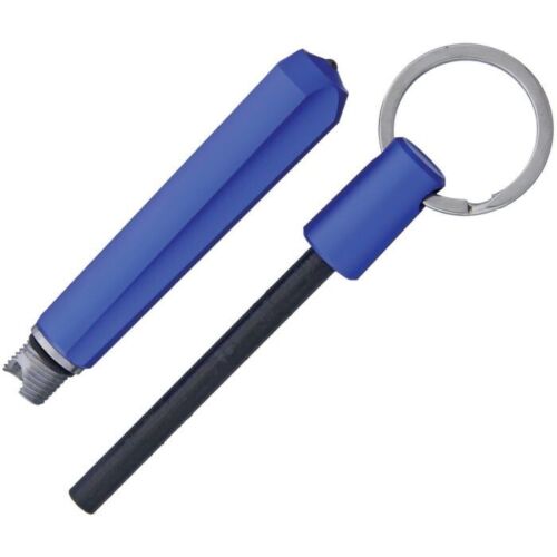 Real Steel Keyring Fire Starter Screws Into The Body Of Glass Breaker With Blue Aluminum Construction F1303 -Real Steel - Survivor Hand Precision Knives & Outdoor Gear Store