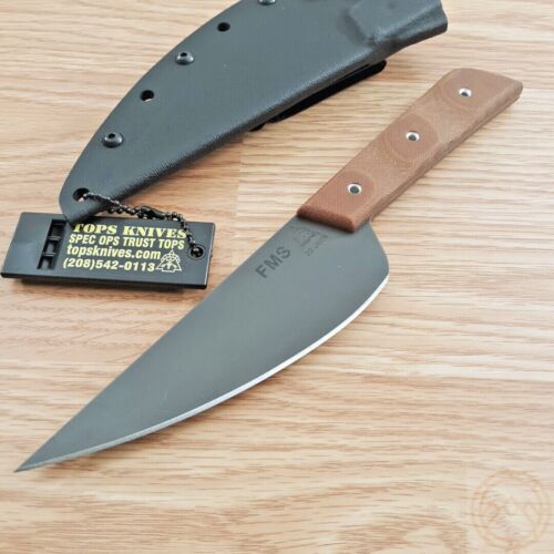 TOPS Frog Market Special Kitchen Knife 5.25" 1095HC Steel Blade Tan Canvas Micarta Handle FMS05 -TOPS - Survivor Hand Precision Knives & Outdoor Gear Store