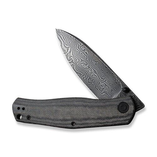 Civivi Sokoke Linerlock Folding Knife 3.38" Damascus Steel Drop Point Blade Black Linen Micarta Handle C22007DS1 -Survivor Hand - Survivor Hand Precision Knives & Outdoor Gear Store