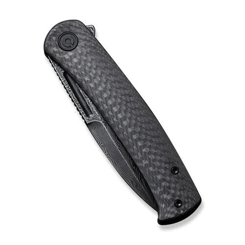 Civivi Cetos Folding Knife 3.48" Damascus Steel Blade Black Carbon Fiber Handle 21025BDS1 -Civivi - Survivor Hand Precision Knives & Outdoor Gear Store