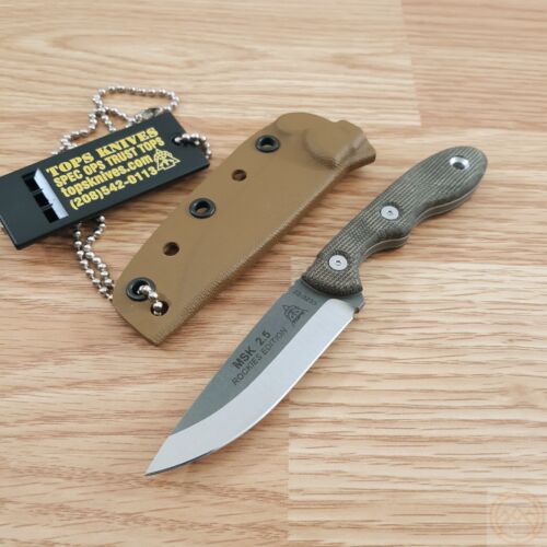 TOPS Mini Scandi Fixed Knife 3" 1095 Steel Full Tang Blade Tan Micarta Handle MSKTBF -TOPS - Survivor Hand Precision Knives & Outdoor Gear Store