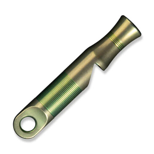 We Knife Co Green Anodized Finish Titanium Construction Whistle With Brown Paracord Lanyard A05CP -We Knife Co - Survivor Hand Precision Knives & Outdoor Gear Store