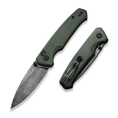 Civivi Altus Button Lock Folding Knife 3" Damascus Steel Blade Green Micarta Handle C20076DS1 -Civivi - Survivor Hand Precision Knives & Outdoor Gear Store