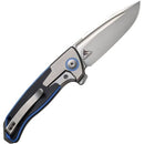 We Knife Co Press Check Frame Folding Knife 3.13" CPM-20CV Steel Drop Point Blade Titanium/Black And Blue G10 Inlay Handle 20078B2 -We Knife Co - Survivor Hand Precision Knives & Outdoor Gear Store