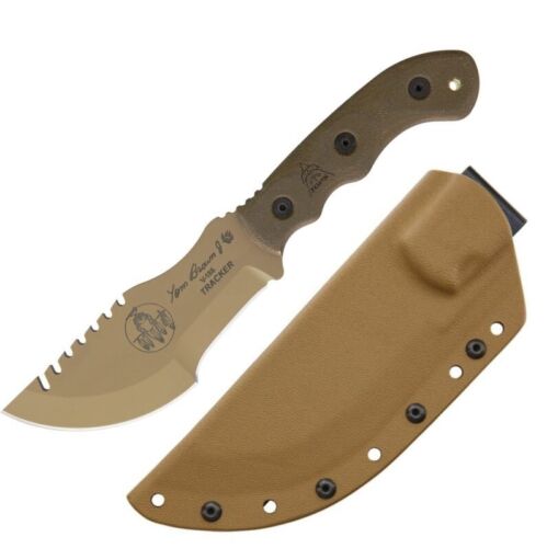 TOPS Tom Brown Tracker Fixed Knife 6.25" 1095 Carbon Steel Full Tang Blade Tan Micarta Handle TBT02TAN -TOPS - Survivor Hand Precision Knives & Outdoor Gear Store