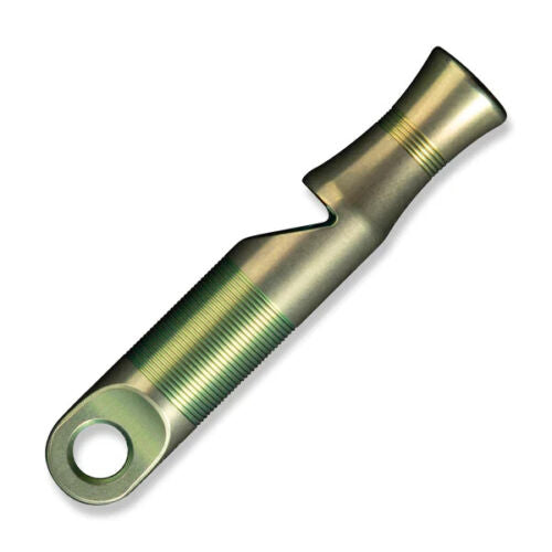 We Knife Co Green Anodized Finish Titanium Construction Whistle With Brown Paracord Lanyard A05CP -We Knife Co - Survivor Hand Precision Knives & Outdoor Gear Store