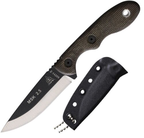 TOPS Mini Scandi Currin 1776 Fixed Knife 3" 1095HC Steel Blade Black Canvas Micarta MSK25C -TOPS - Survivor Hand Precision Knives & Outdoor Gear Store